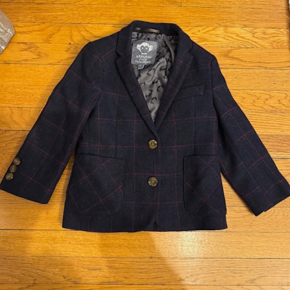 APPAMAN Windowpane Professor Boy’s Blue Blazer 4T